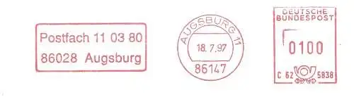 Freistempel C62 5838 Augsburg - Postfach 11 03 80 86028 Augsburg (#2297)