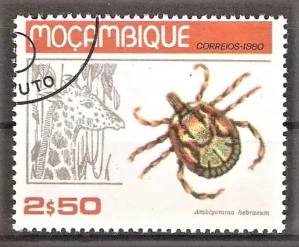 Briefmarke Mocambique Mi.Nr. 739 o Zecke (Amblyomma hebraeum) & Giraffe