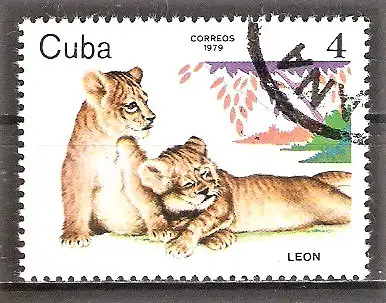 Briefmarke Cuba Mi.Nr. 2442 o Tiere des Zoologischen Gartens 1979 / Löwen