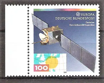 Briefmarke BRD Mi.Nr. 1527 ** Seitenrand links - Europa CEPT 1991 / Europäische Weltraumfahrt - Deutscher Fernmeldesatellit „Kopernikus“