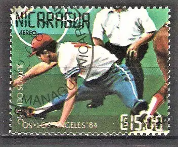Briefmarke Nicaragua Mi.Nr. 2529 o Olympische Sommerspiele Los Angeles 1984 / Baseball