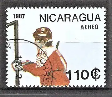 Briefmarke Nicaragua Mi.Nr. 2745 o Olympische Winterspiele 1988, Calgary / Eishockey