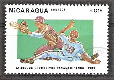 Briefmarke Nicaragua Mi.Nr. 2400 o Panamerikanische Sportspiele 1983 / Baseball
