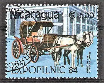 Briefmarke Nicaragua Mi.Nr. 2530 o 2. Nationale Briefmarkenausstellung EXPOFILNIC 1984 / Kutsche mit Pferden