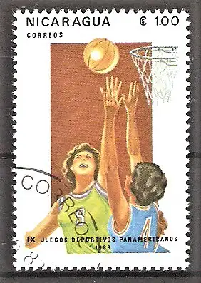 Briefmarke Nicaragua Mi.Nr. 2403 o Panamerikanische Sportspiele 1983 / Basketball