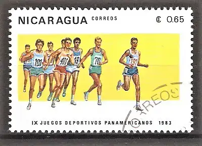 Briefmarke Nicaragua Mi.Nr. 2402 o Panamerikanische Sportspiele 1983 / Laufen