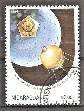 Briefmarke Nicaragua Mi.Nr. 2501 o Jahrestage der Weltraumfahrt 1984 / Luna 2