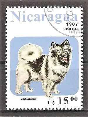 Briefmarke Nicaragua Mi.Nr. 2793 o Hunde 1987 / Wolfsspitz