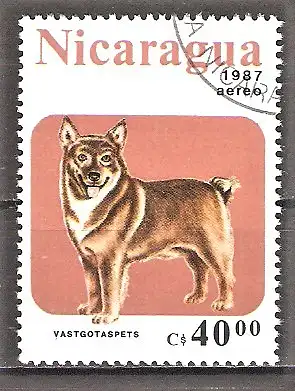 Briefmarke Nicaragua Mi.Nr. 2796 o Hunde 1987 / West-Gotha-Spitz