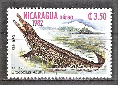 Briefmarke Nicaragua Mi.Nr. 2340 o Spitzkrokodil (Crocodylus acutus)