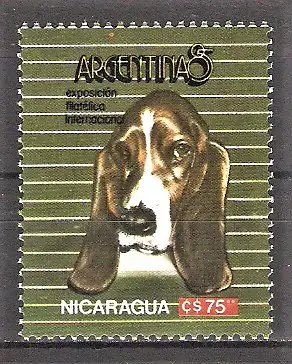 Briefmarke Nicaragua Mi.Nr. 2596 ** Internationale Briefmarkenausstellung ARGENTINA ’85 / Basset