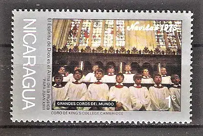Briefmarke Nicaragua Mi.Nr. 1907 ** Weihnachten 1975 / Chor des King’s College Cambridge