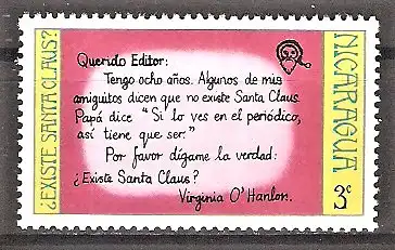 Briefmarke Nicaragua Mi.Nr. 1749 ** Weihnachten 1973 / Brief an den Weihnachtsmann