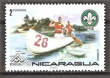 Briefmarke Nicaragua Mi.Nr. 1870 ** 14. Weltpfadfindertreffen Norwegen 1975 / Kanufahren