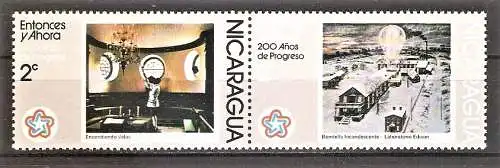 Briefmarke Nicaragua Mi.Nr. 1932-1933 ** Zusammendruck! / 200 Jahre Unabhängigkeit Amerikas 1976 / Edison-Labor