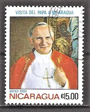 Briefmarke Nicaragua Mi.Nr. 2375 o Besuch von Papst Johannes Paul II. 1983 / Papst Johannes Paul II