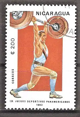 Briefmarke Nicaragua Mi.Nr. 2349 o Olympische Sommerspiele Los Angeles 1984 / Gewichtheben