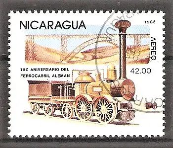 Briefmarke Nicaragua Mi.Nr. 2585 o 100 Jahre nicaraguanische Eisenbahnen & 150 Jahre deutsche Eisenbahnen 1985 / Dampflok