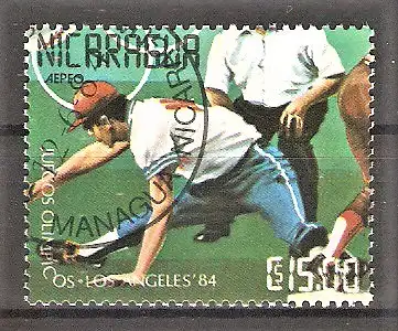 Briefmarke Nicaragua Mi.Nr. 2529 o Olympische Sommerspiele Los Angeles 1984 / Baseball