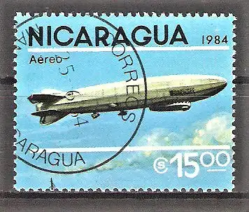 Briefmarke Nicaragua Mi.Nr. 2520 o Weltkongress Hamburg (UPU) 1984 / 75 Jahre regelmäßiger Zeppelin-Flugdienst / Luftschiff LZ 120