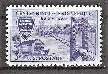 Briefmarke USA Mi.Nr. 631 ** Gesellschaft der Zivilingenieure 1952 / George-Washington-Brücke New York