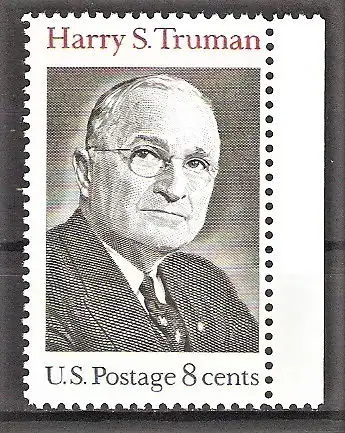 Briefmarke USA Mi.Nr. 1106 ** Seitenrand rechts - Harry S. Truman 1973 / 33. US-Präsident