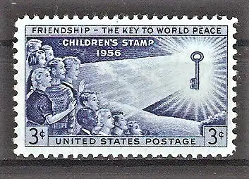 Briefmarke USA Mi.Nr. 707 ** Beitrag der Kinder zum Weltfrieden 1956 / "Freundschaft - der Schlüssel zum Weltfrieden"
