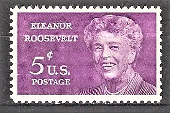 Briefmarke USA Mi.Nr. 849 ** Eleanor Roosevelt 1963 / Politikerin, Publizistin, Präsidentengattin