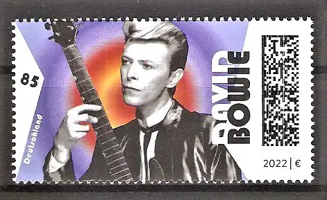 Briefmarke BRD Mi.Nr. 3661 ** 75. Geburtstag von David Bowie 2022 / Britischer Musiker und Schauspieler mit Gitarre