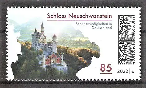 Briefmarke BRD Mi.Nr. 3716 ** Sehenswürdigkeiten in Deutschland 2022 / Schloss Neuschwanstein