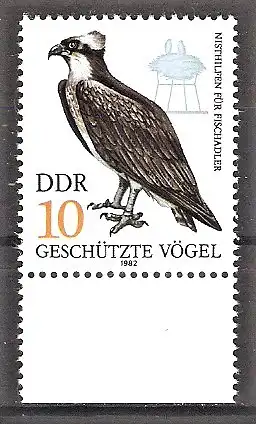 Briefmarke DDR Mi.Nr. 2702 ** Unterrand - Geschützte Greifvögel 1982 / Fischadler