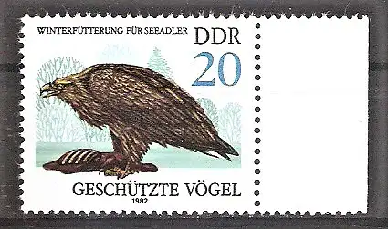 Briefmarke DDR Mi.Nr. 2703 ** Seitenrand rechts - Geschützte Greifvögel 1982 / Seeadler