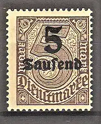 Briefmarke Deutsches Reich Dienstmarke Mi.Nr. 89 ** 5 Tsd (M) auf 5 M 1923