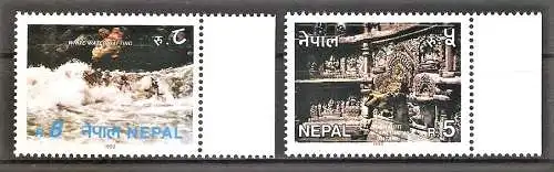 Briefmarke Nepal Mi.Nr. 549-550 ** Tourismus 1993 / Tushahiti-Brunnen im Sundari Chowk in Patan & Wildwasser-Rafting / Kompl. Satz!