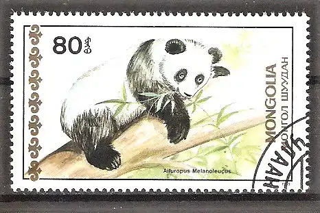 Briefmarke Mongolei Mi.Nr. 2037 o Bären 1989 / Großer Panda (Ailuropoda melanoleuca)