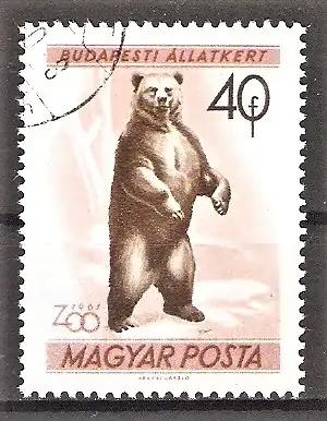 Briefmarke Ungarn Mi.Nr. 1729 A o Budapester Tiergarten 1961 / Braunbär (Ursus arctos)