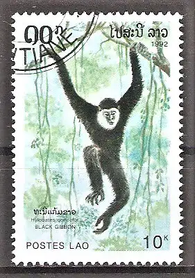 Briefmarke Laos Mi.Nr. 1337 o Schopfgibbon (Hylobates concolor)