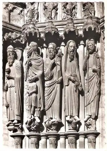 Ansichtskarte Frankreich - Chartres / Cathédrale Notre-Dame - Melchisedech, Abraham, Moses, Samuel, David (2685)