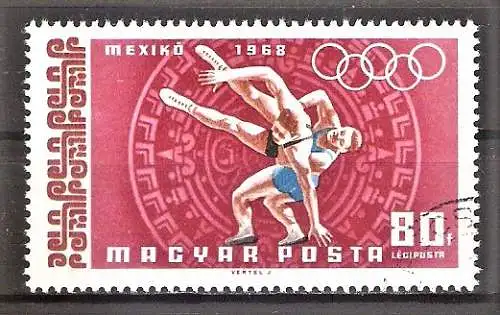 Briefmarke Ungarn Mi.Nr. 2436 A o Olympische Sommerspiele Mexiko 1968 / Ringen
