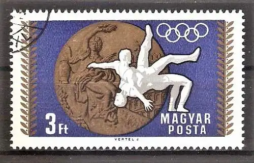 Briefmarke Ungarn Mi.Nr. 2482 A o Ungarische Medaillengewinne Olympische Sommerspiele Mexiko 1968 / Ringen