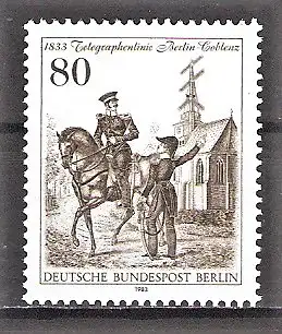 Briefmarke Berlin Mi.Nr. 693 ** 150 Jahre Telegraphenlinie Berlin-Coblenz 1983 / Preußische Telegraphen-Inspektoren