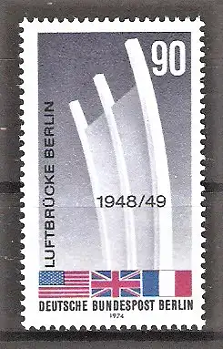 Briefmarke Berlin Mi.Nr. 466 ** Berliner Luftbrücke 1974 / Luftbrückendenkmal in Berlin-Tempelhof