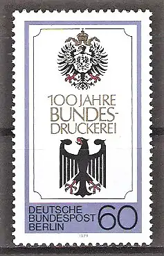 Briefmarke Berlin Mi.Nr. 598 ** 100 Jahre Bundesdruckerei Berlin 1979 / Reichsadler & Bundesadler