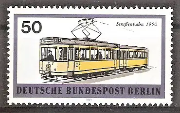 Briefmarke Berlin Mi.Nr. 383 ** Berliner Verkehrsmittel 1971 / Straßenbahn (1950)