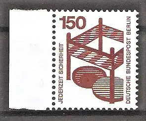 Briefmarke Berlin Mi.Nr. 411 A (B) ** BOGENMARKE / SEITENRAND LINKS 1,50 DM Unfallverhütung 1971 / Absicherung