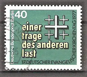 Briefmarke Berlin Mi.Nr. 548 o Deutscher Evangelischer Kirchentag 1977 / Kirchentagskreuz & Losungsworte