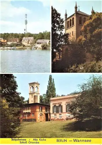 Ansichtskarte Deutschland - Berlin / Berlin Wannsee - Stölpchensee, Alte Kirche, Schloß Glienicke (1702)