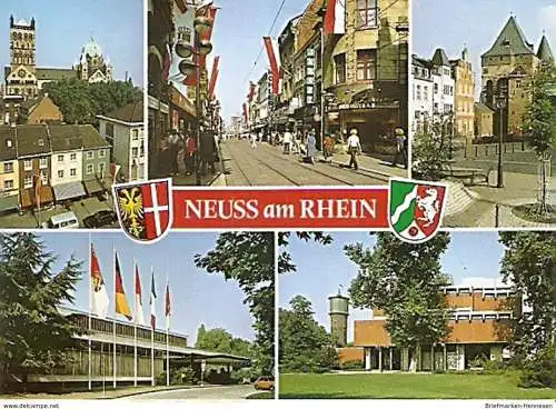 Ansichtskarte Deutschland - Neuss / Quirinus Münster, Niederstrasse, Obertor, Stadthalle, Clemens Sels Museum (1224)