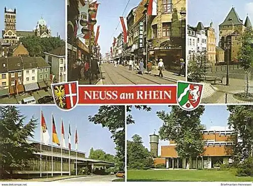 Ansichtskarte Deutschland - Neuss am Rhein - Quirinus Münster, Niederstrasse, Obertor, Stadthalle, Clemens Sels Museum (1224)