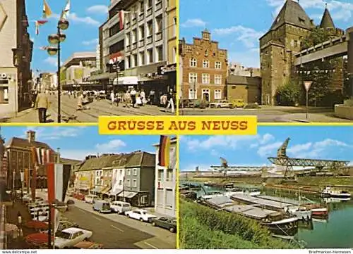 Ansichtskarte Deutschland - Neuss / Niederstrasse, Obertor, Marktplatz mit Rathaus, Hafen (1187)